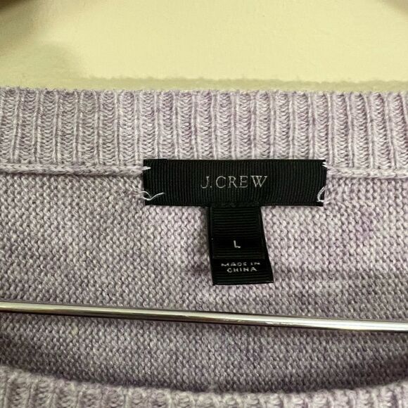 J Crew purple side tie wool blend sweater.  L - Picture 3 of 4